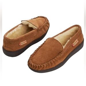 Alpine Swiss Genuine Suede Shearling Lined Moccasins Size 7 Cabincore NW…